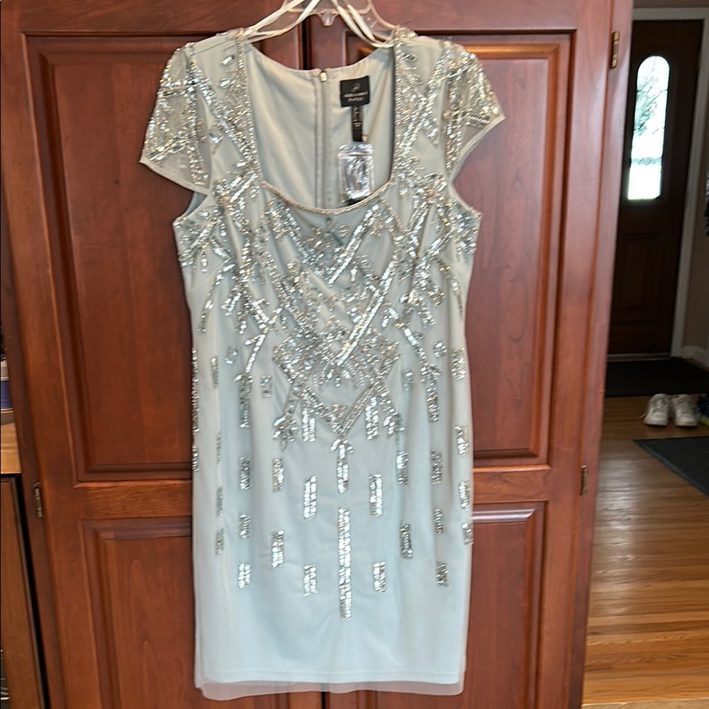 Adrianna Papell beaded dress perfect for spring!
